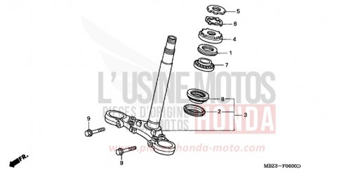 TIGE DE DIRECTION CB600F1 de 2001